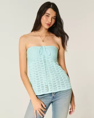 Top babydoll de crochet fácil y sin tirantes Top babydoll de crochet fácil y sin tirantes