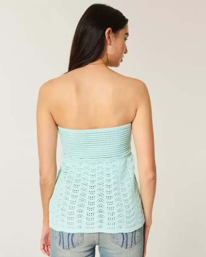 Top babydoll de crochet fácil y sin tirantes Top babydoll de crochet fácil y sin tirantes
