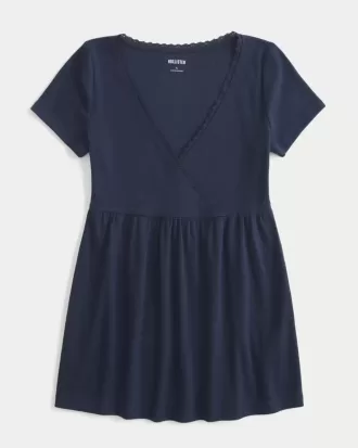 Top babydoll de manga corta con ribete de encaje fácil de llevar