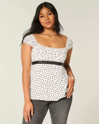 Top babydoll de satén con lazo fácil