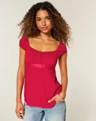 Top babydoll de satén con lazo fácil