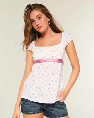 Top babydoll de satén con lazo fácil