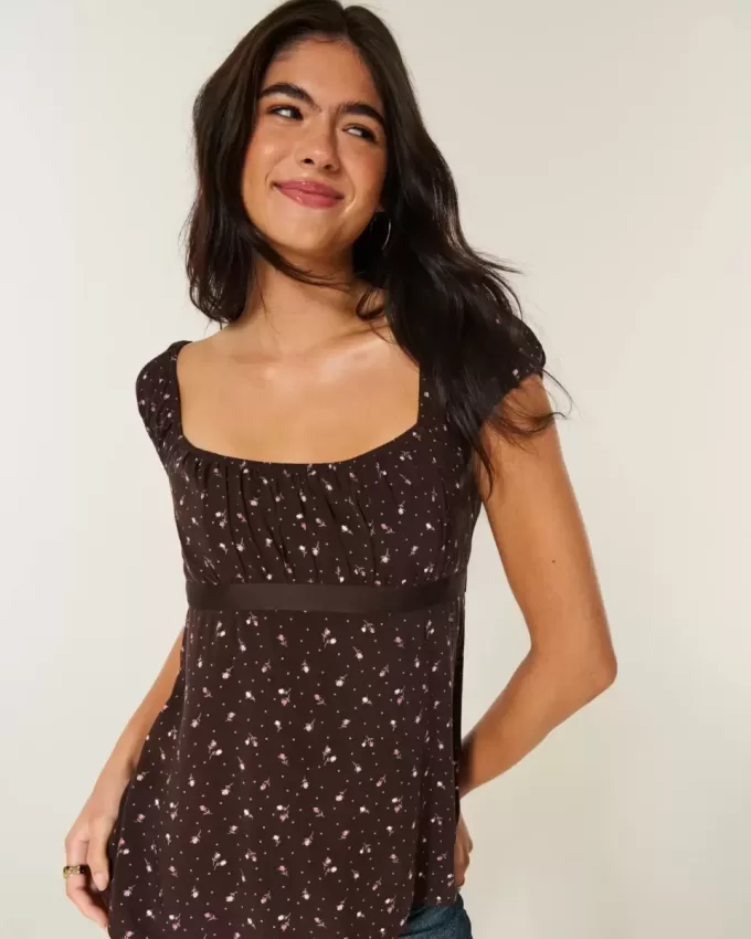Top babydoll de satén con lazo fácil