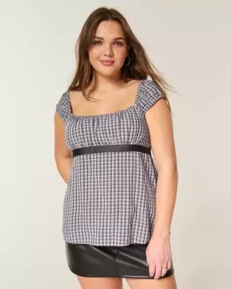 Top babydoll de satén con lazo fácil