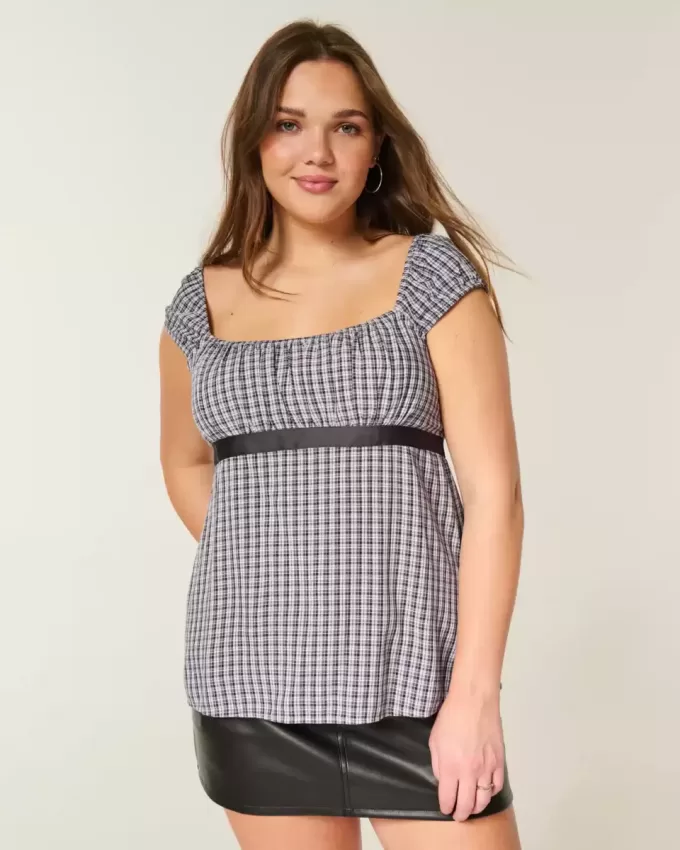 Top babydoll de satén con lazo fácil