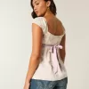 Top babydoll de satén con lazo fácil