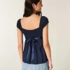 Top babydoll de satén con lazo fácil