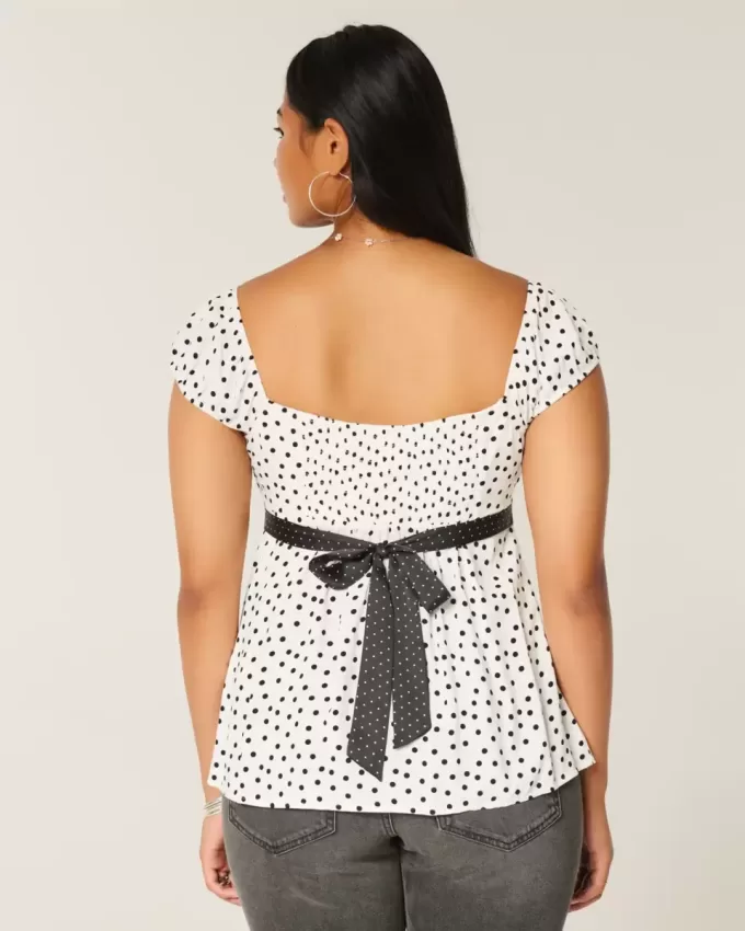 Top babydoll de satén con lazo fácil