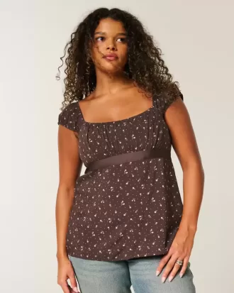 Top babydoll de satén con lazo fácil
