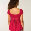 Top babydoll de satén con lazo fácil