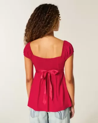 Top babydoll de satén con lazo fácil