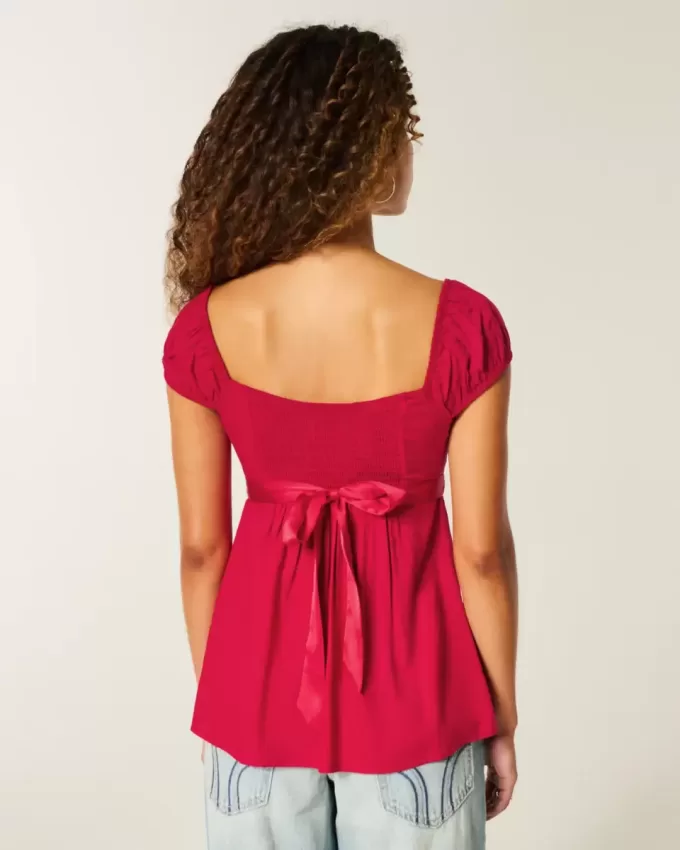 Top babydoll de satén con lazo fácil