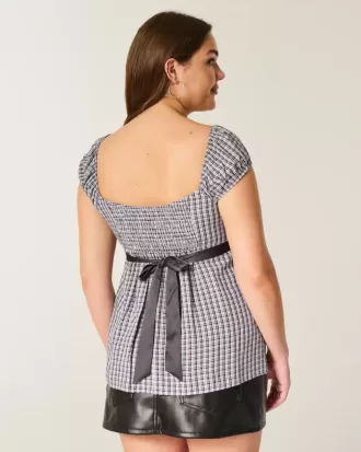Top babydoll de satén con lazo fácil