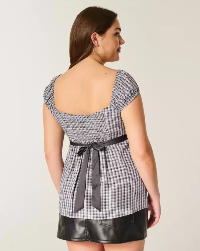 Top babydoll de satén con lazo fácil