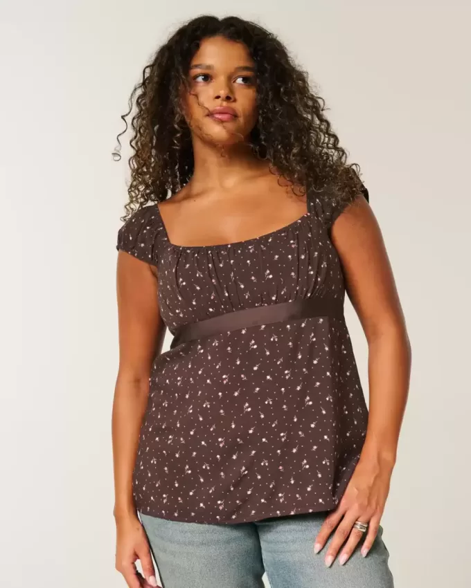Top babydoll de satén con lazo fácil