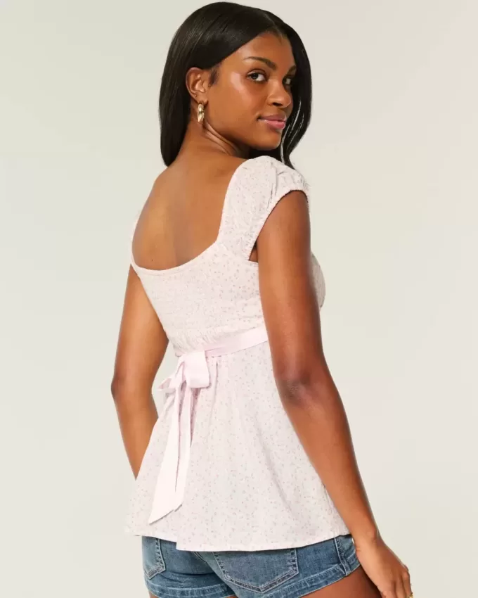 Top babydoll de satén con lazo fácil