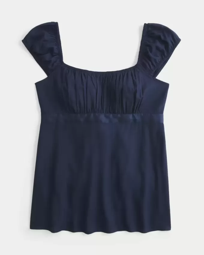 Top babydoll de satén con lazo fácil