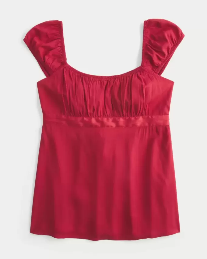 Top babydoll de satén con lazo fácil