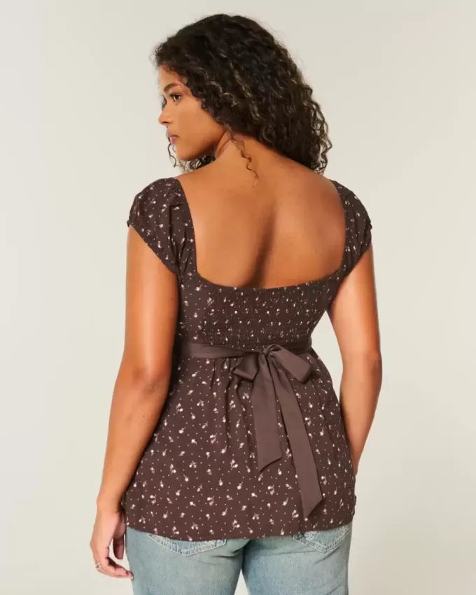 Top babydoll de satén con lazo fácil