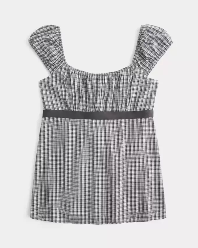Top babydoll de satén con lazo fácil