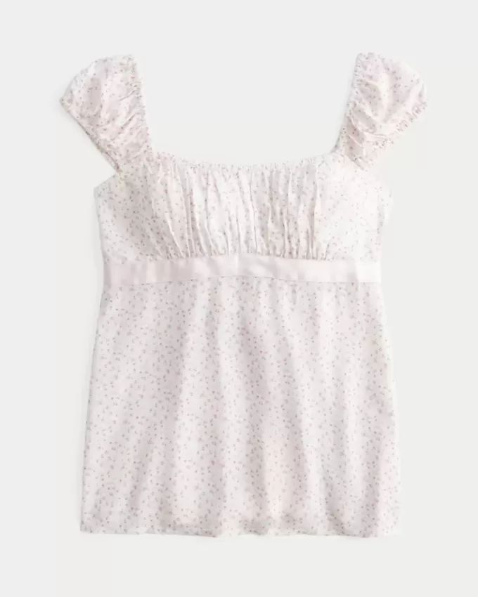 Top babydoll de satén con lazo fácil