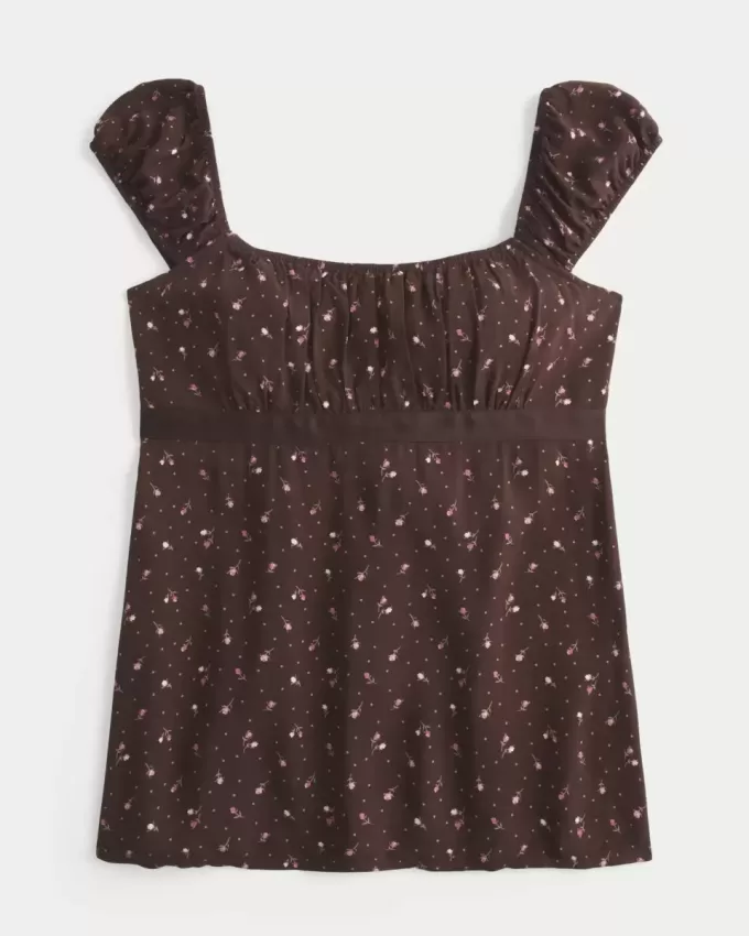 Top babydoll de satén con lazo fácil