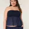 Blusa sin tirantes de mezcla de telas estilo crochet fácil