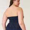 Blusa sin tirantes de mezcla de telas estilo crochet fácil