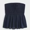 Blusa sin tirantes de mezcla de telas estilo crochet fácil
