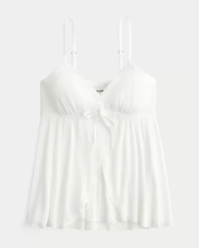 Top babydoll fruncido con brillo arrugado Top babydoll fruncido con brillo arrugado