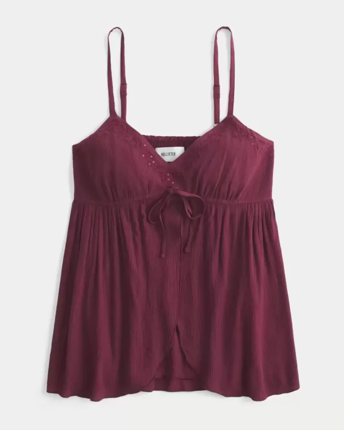 Top babydoll fruncido con brillo arrugado Top babydoll fruncido con brillo arrugado