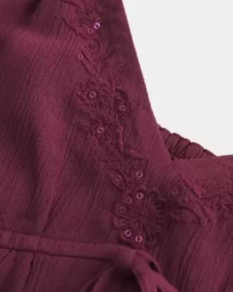 Top babydoll fruncido con brillo arrugado Top babydoll fruncido con brillo arrugado
