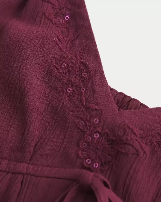 Top babydoll fruncido con brillo arrugado Top babydoll fruncido con brillo arrugado
