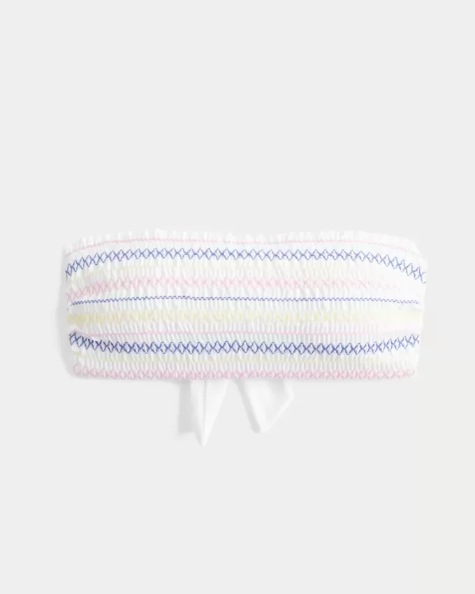 Top de bikini bandeau fruncido