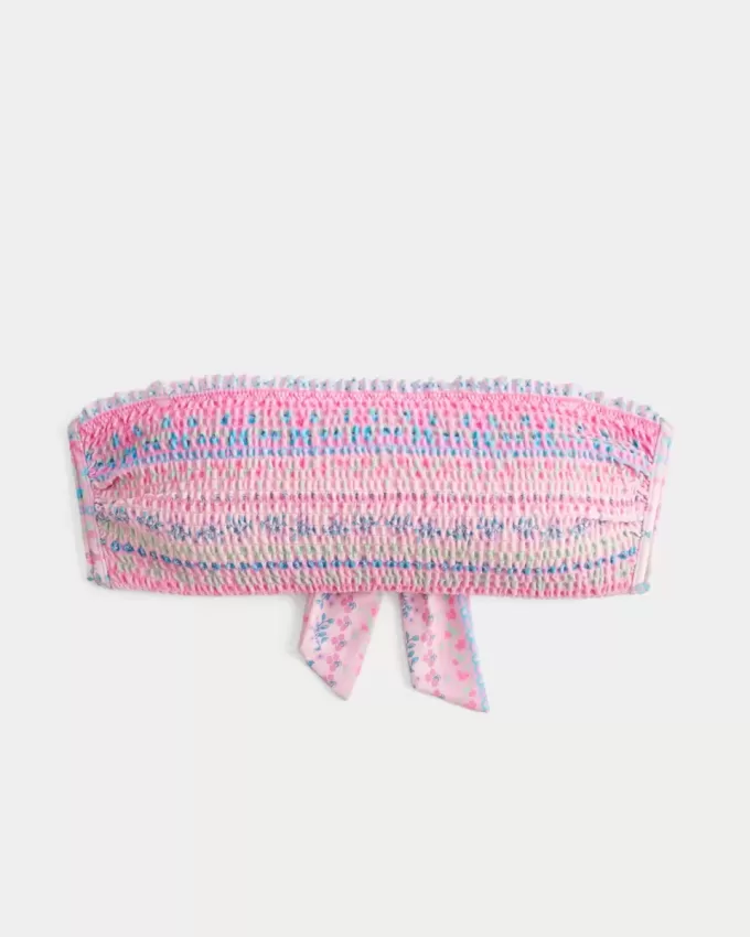 Top de bikini bandeau fruncido