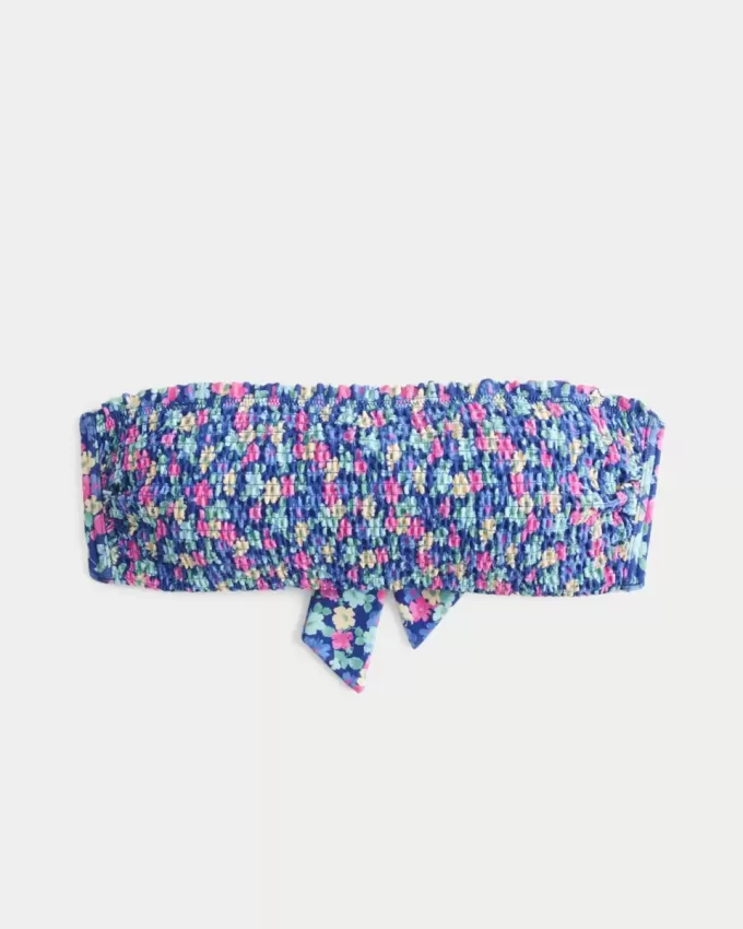 Top de bikini bandeau fruncido