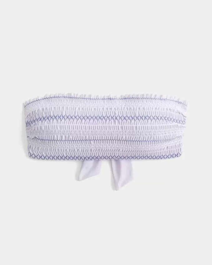 Top de bikini bandeau fruncido