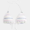 Top de bikini triangular con cuello halter fruncido Top de bikini triangular con cuello halter fruncido