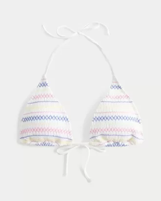 Top de bikini triangular con cuello halter fruncido