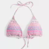 Top de bikini triangular con cuello halter fruncido Top de bikini triangular con cuello halter fruncido