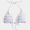 Top de bikini triangular con cuello halter fruncido Top de bikini triangular con cuello halter fruncido