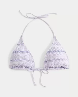 Top de bikini triangular con cuello halter fruncido