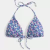 Top de bikini triangular con cuello halter fruncido Top de bikini triangular con cuello halter fruncido