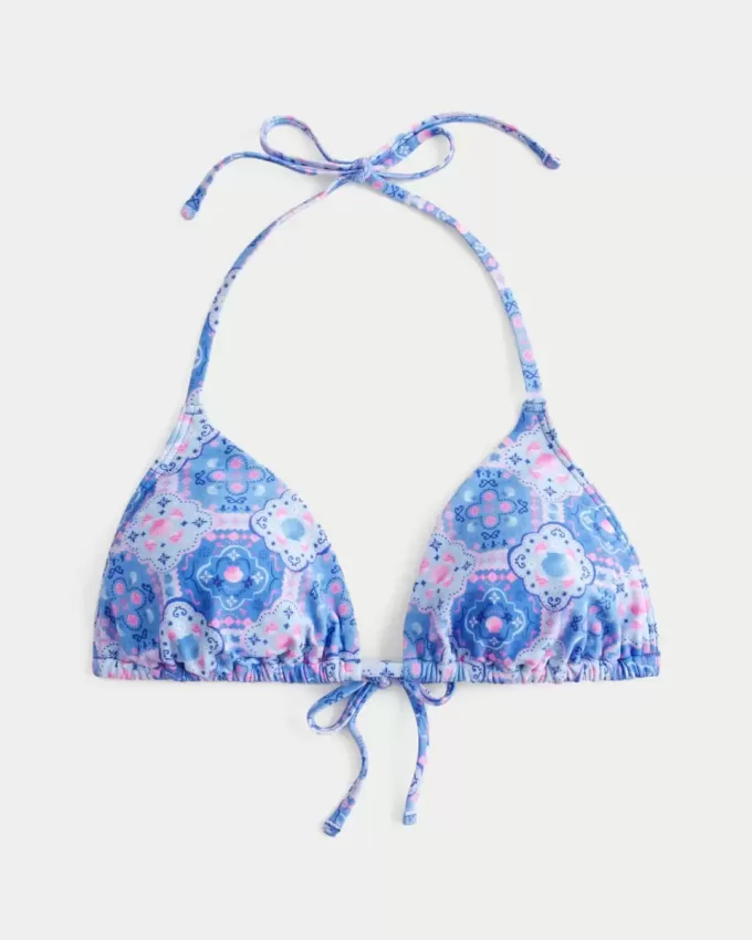 Top de bikini triangular con cuello halter para vacaciones de primavera Top de bikini triangular con cuello halter para vacaciones de primavera