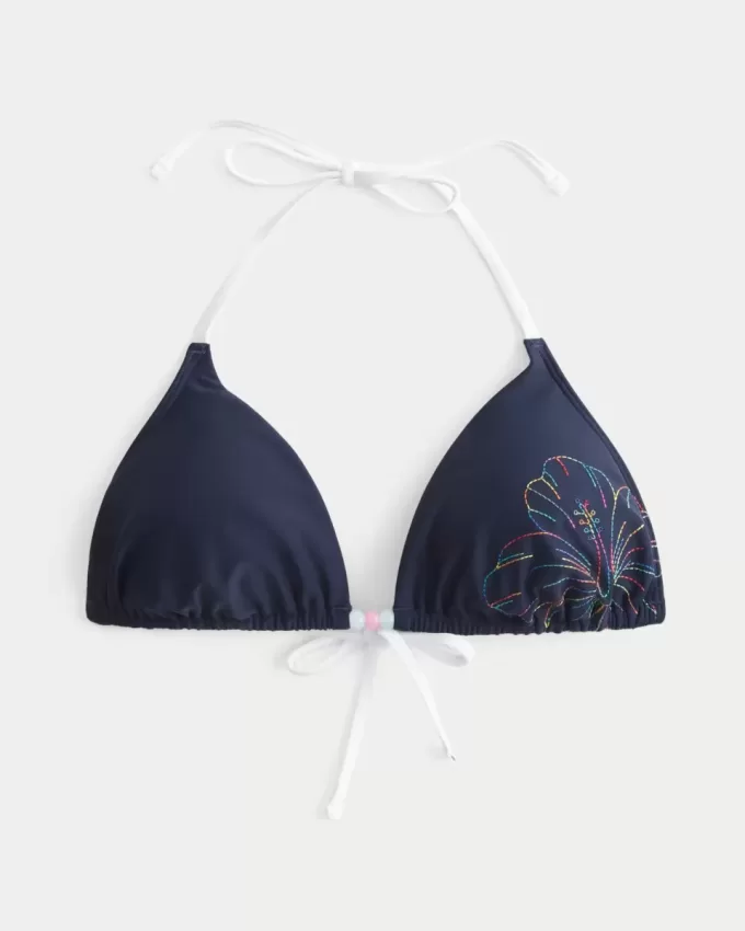 Top de bikini triangular con cuello halter para vacaciones de primavera Top de bikini triangular con cuello halter para vacaciones de primavera