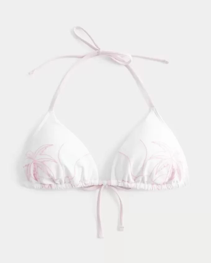 Top de bikini triangular con cuello halter para vacaciones de primavera Top de bikini triangular con cuello halter para vacaciones de primavera