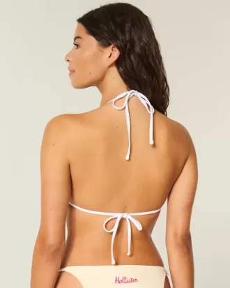 Top de bikini triangular con cuello halter y estampado gráfico de vacaciones de primavera