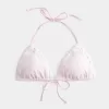 Top de bikini triangular con cuello halter y ribete de crochet