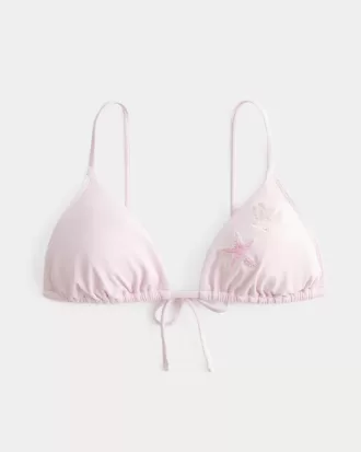 Top de bikini triangular con cuentas y hombros descubiertos