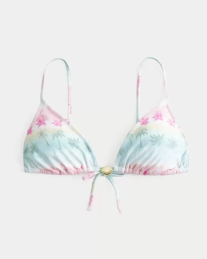 Top de bikini triangular con hombros descubiertos Top de bikini triangular con hombros descubiertos